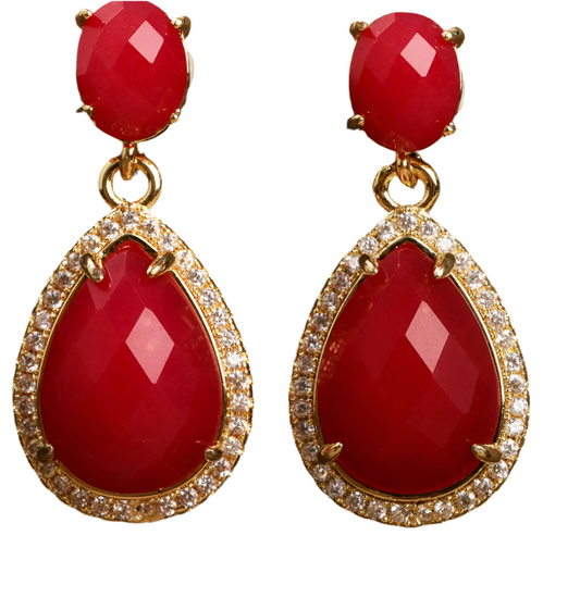 Luxurious Red Jade Gems Earrings