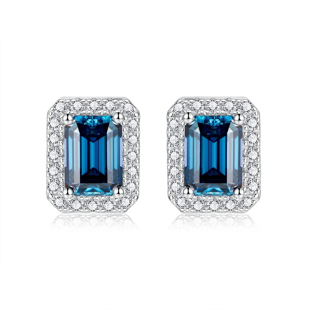 Aqua Dark Bleu Moissante 925S Earring