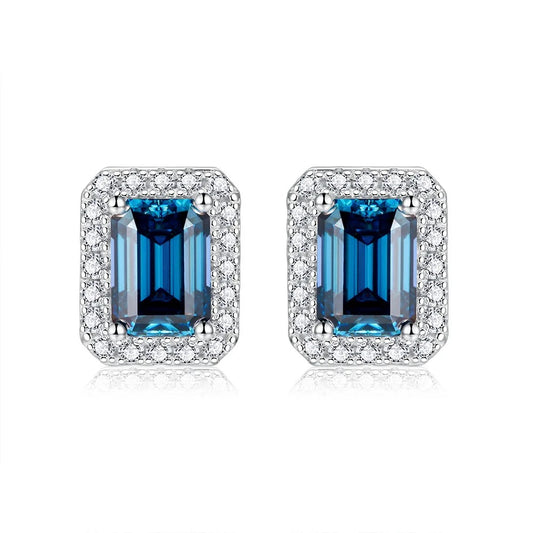 Aqua Dark Bleu Moissante 925S Earring