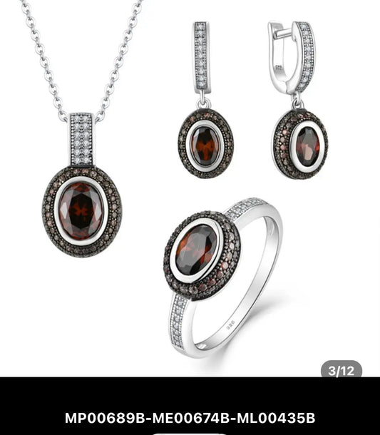 S925 Brown Zirconia Oval Jewelry Sets