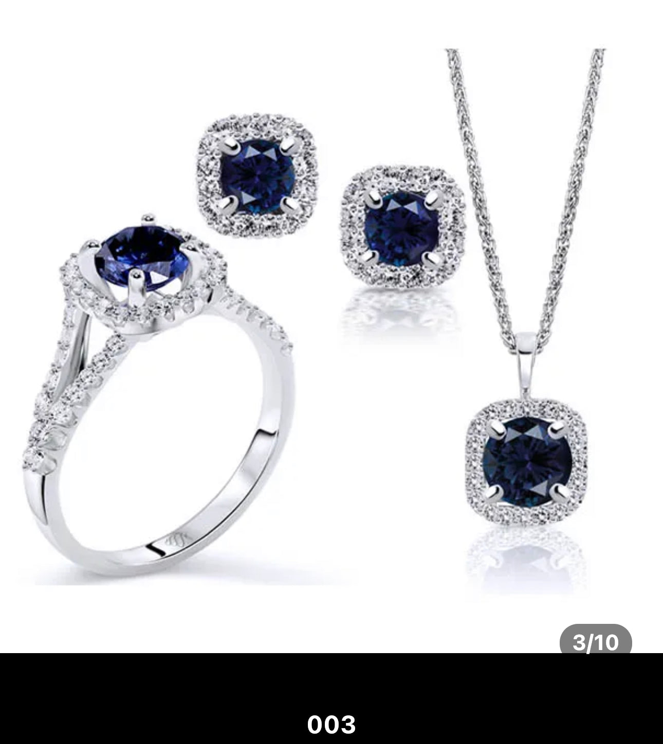 S925 Deep Dark Bleu Zirconia Jewelry Sets