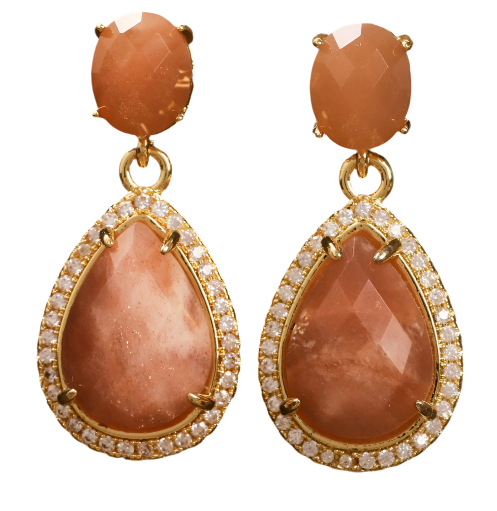 Luxurious Sun Stone Gems Earrings