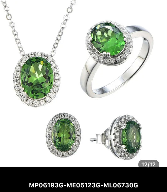 S925 Green Zirconia Waterdrop Jewelry Sets