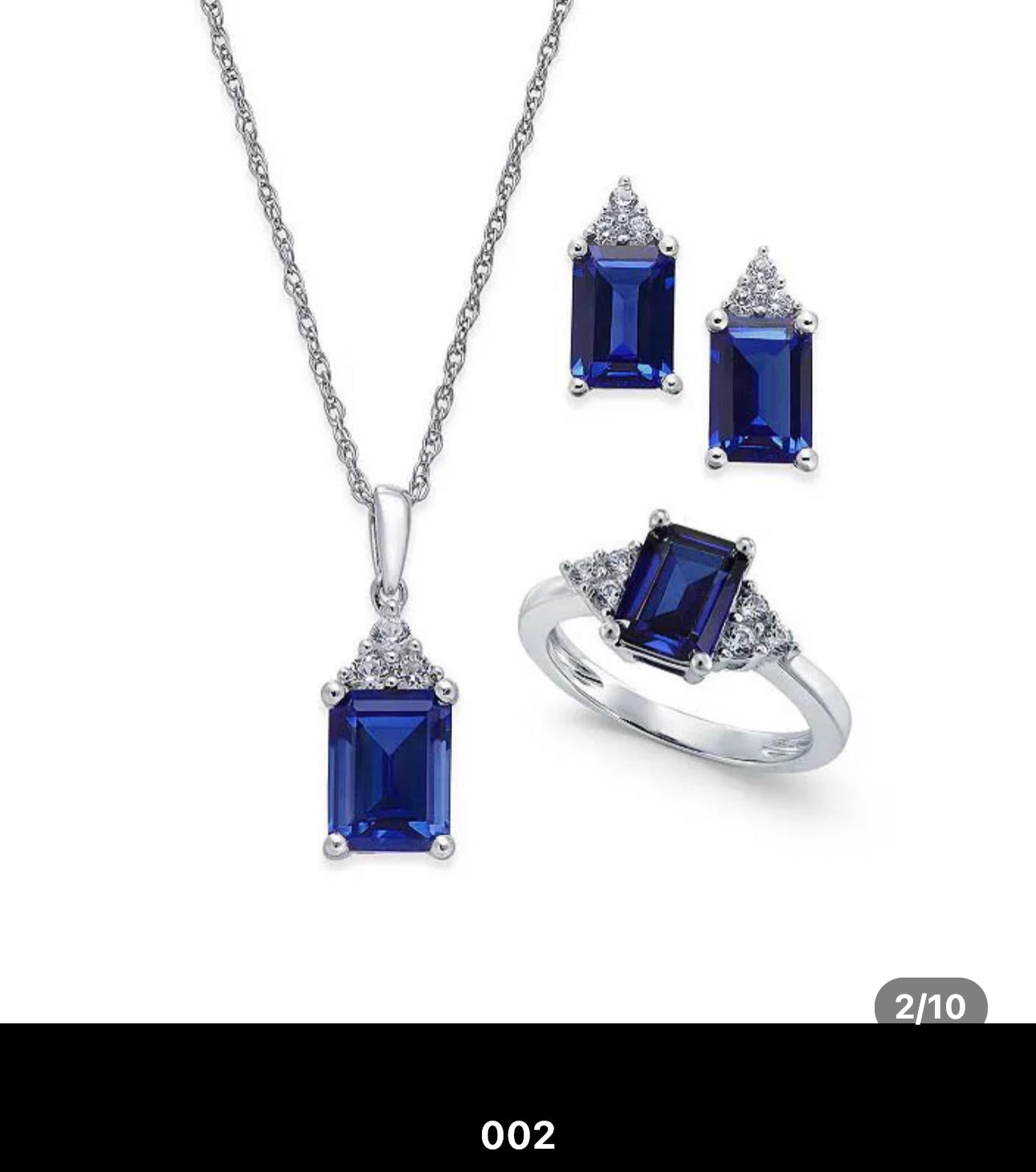 S925 Deep Dark Bleu Zirconia Square Jewelry Sets