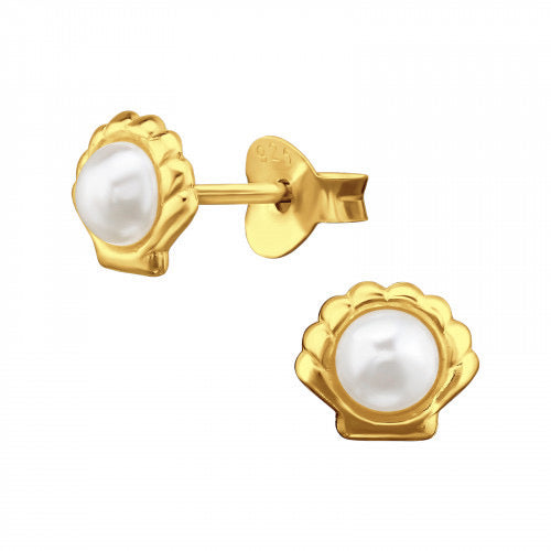 SHELL - 925 STERLING SILVER PEARL STUD EARRINGS PCJW46836