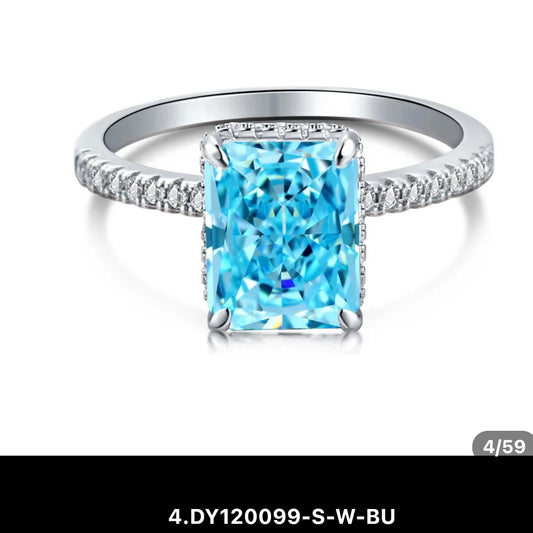 S925 Zilver Zirconia Ring Blauw