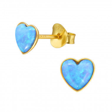 HEART - 925 STERLING SILVER SEMI-PRECIOUS STUD EARRINGS PCJW46652