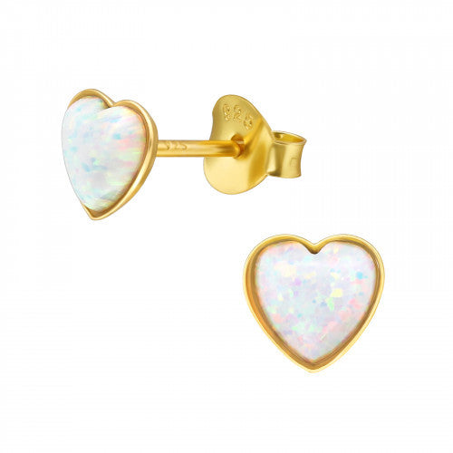 HEART - 925 STERLING SILVER SEMI-PRECIOUS STUD EARRINGS PCJW46652